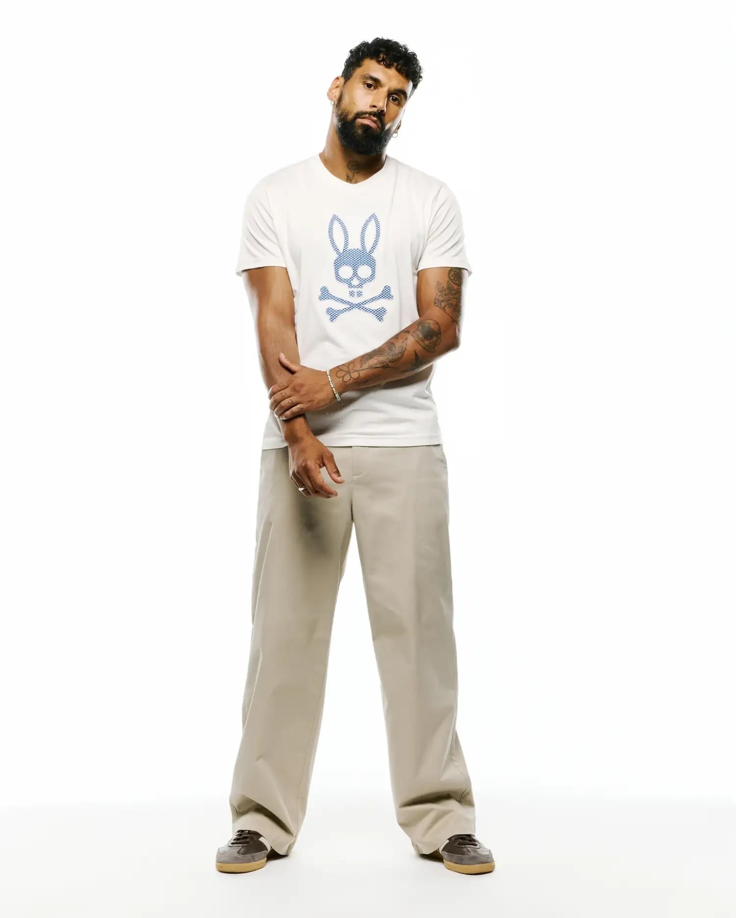 Men's Psycho Bunny Stan Cotton Graphic Tee Ecru