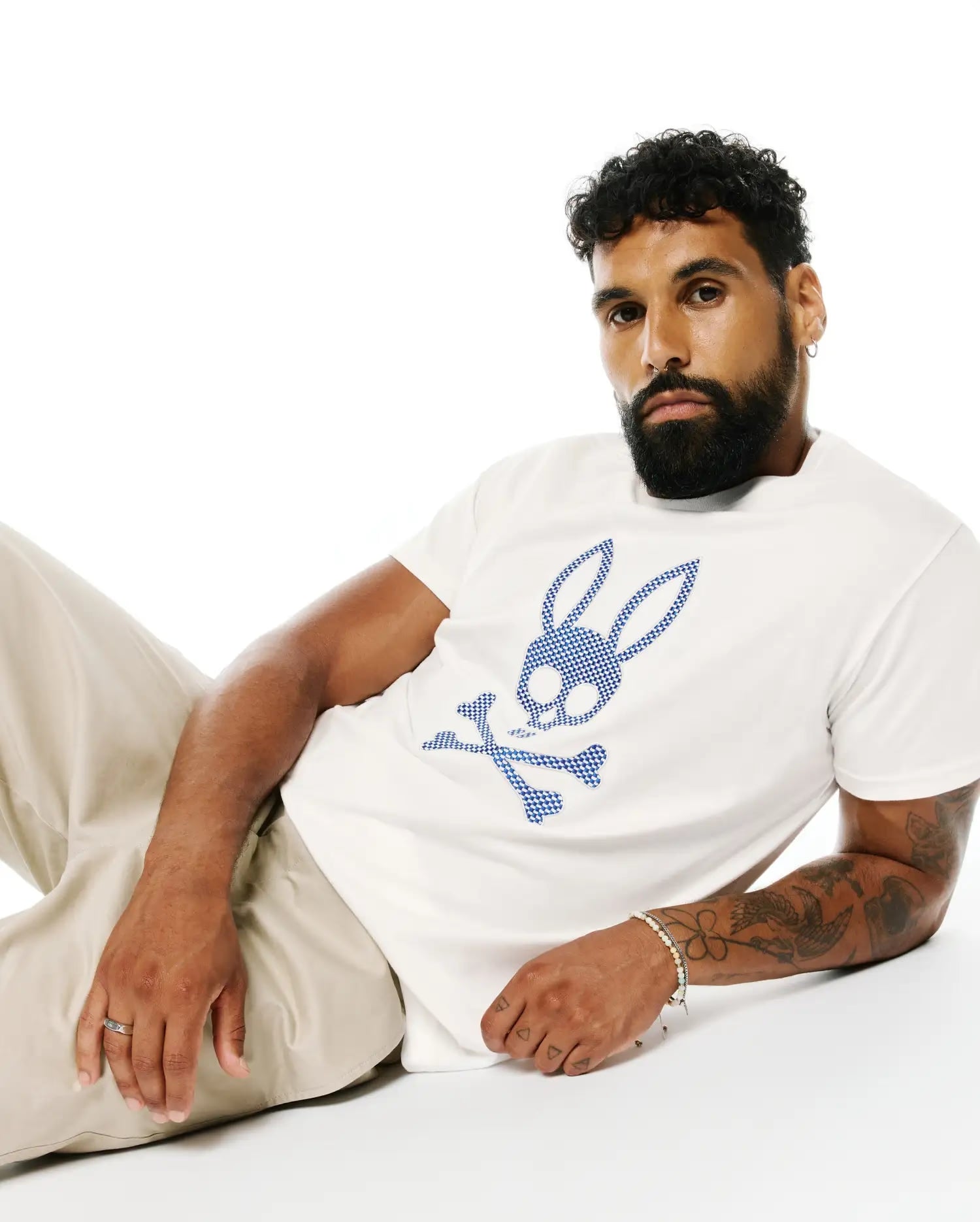 Men's Psycho Bunny Stan Cotton Graphic Tee Ecru
