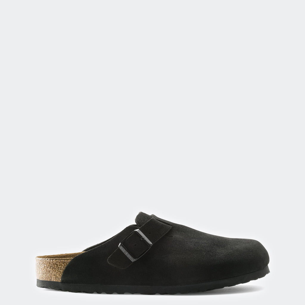 Men's BIRKENSTOCK Boston Soft Footbed Suede Leather Black