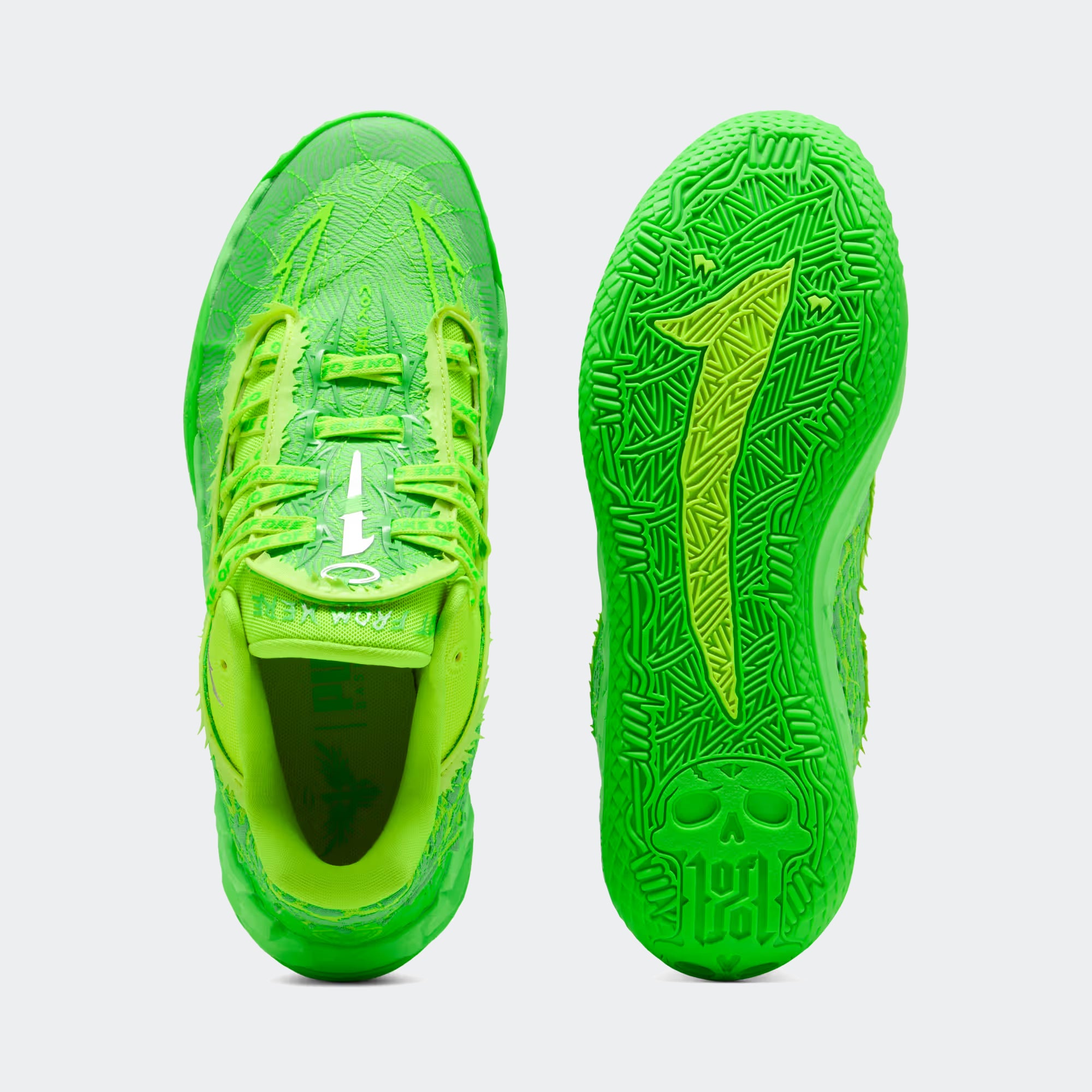 Men's PUMA MB.05 Lo Flourish Basketball Shoes Fluro Green Pes