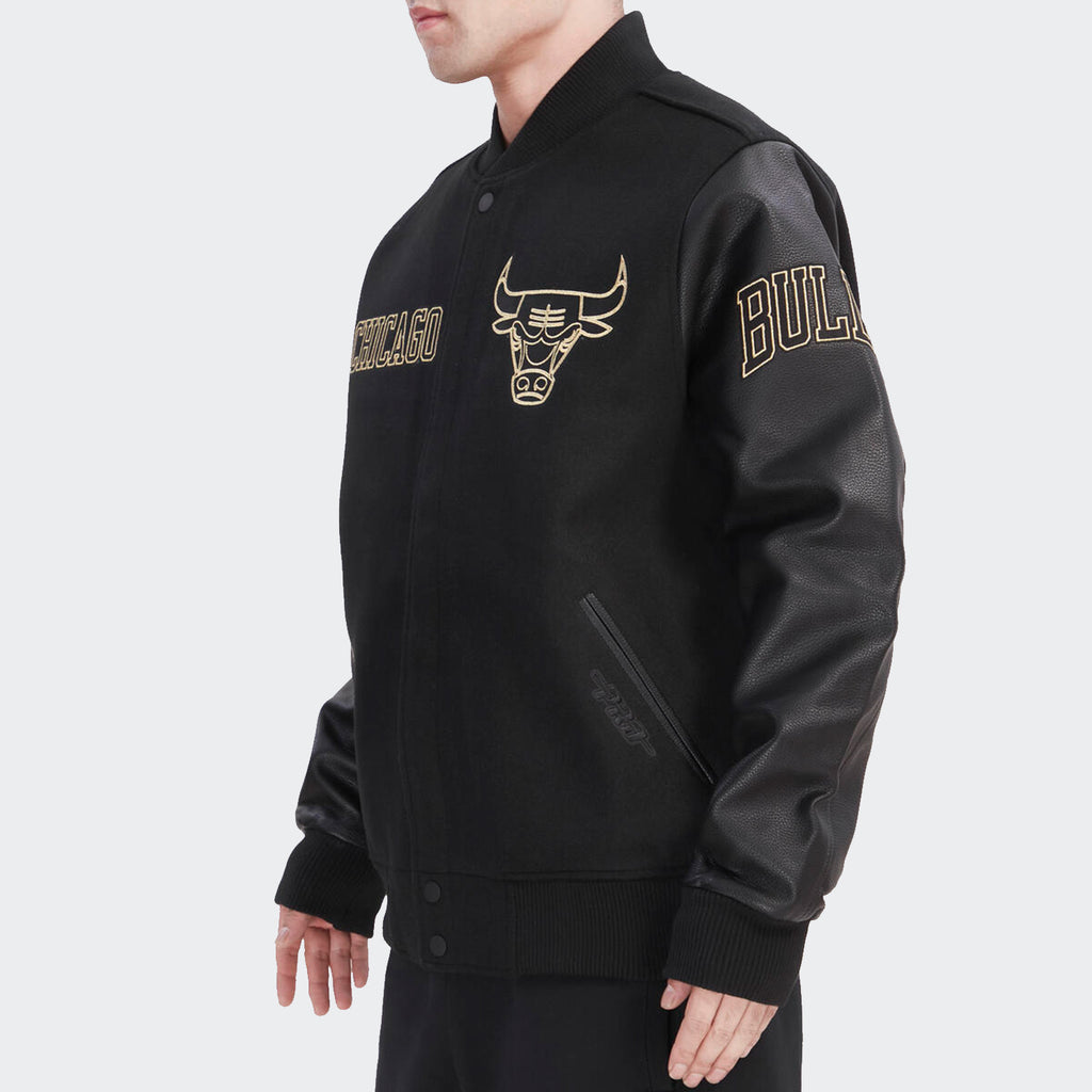 Men’s Pro Standard Chicago Bulls Varsity Jacket Black Gold Stitch