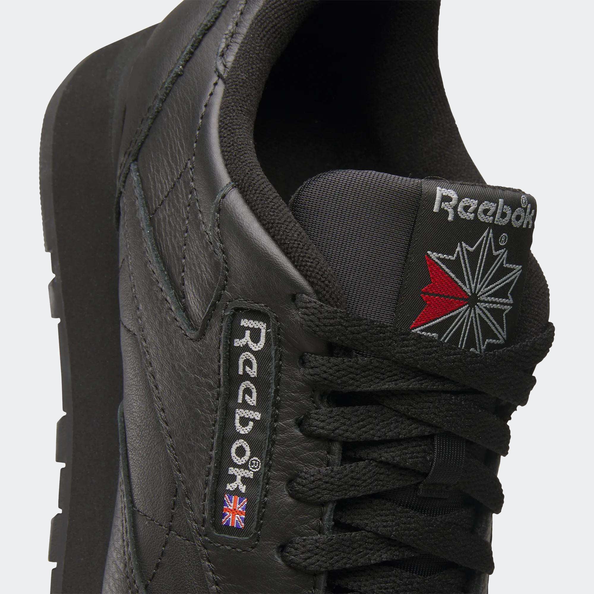 Men's Reebok Classic Leather Shoes Black / Pure Grey 5