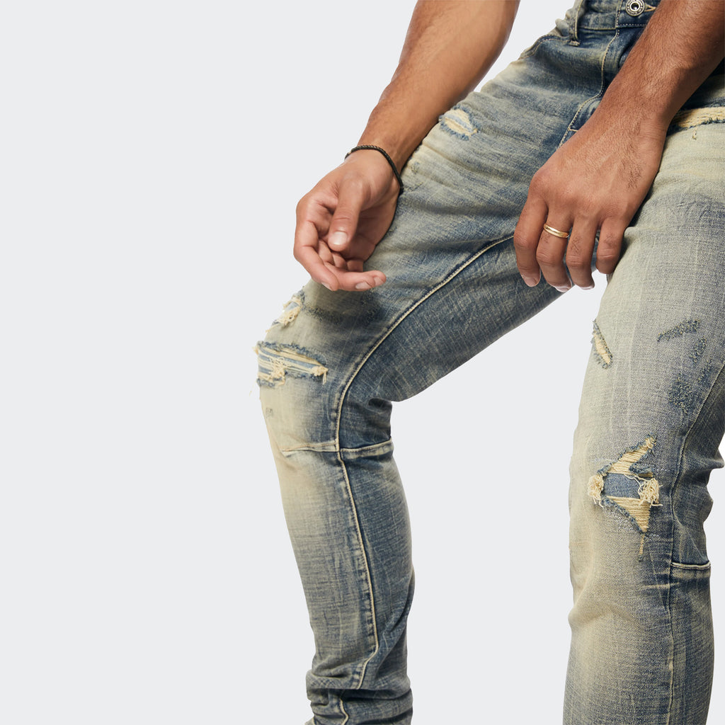Men's Smoke Rise Vintage Washed Slim Tapered Jeans Glen Blue