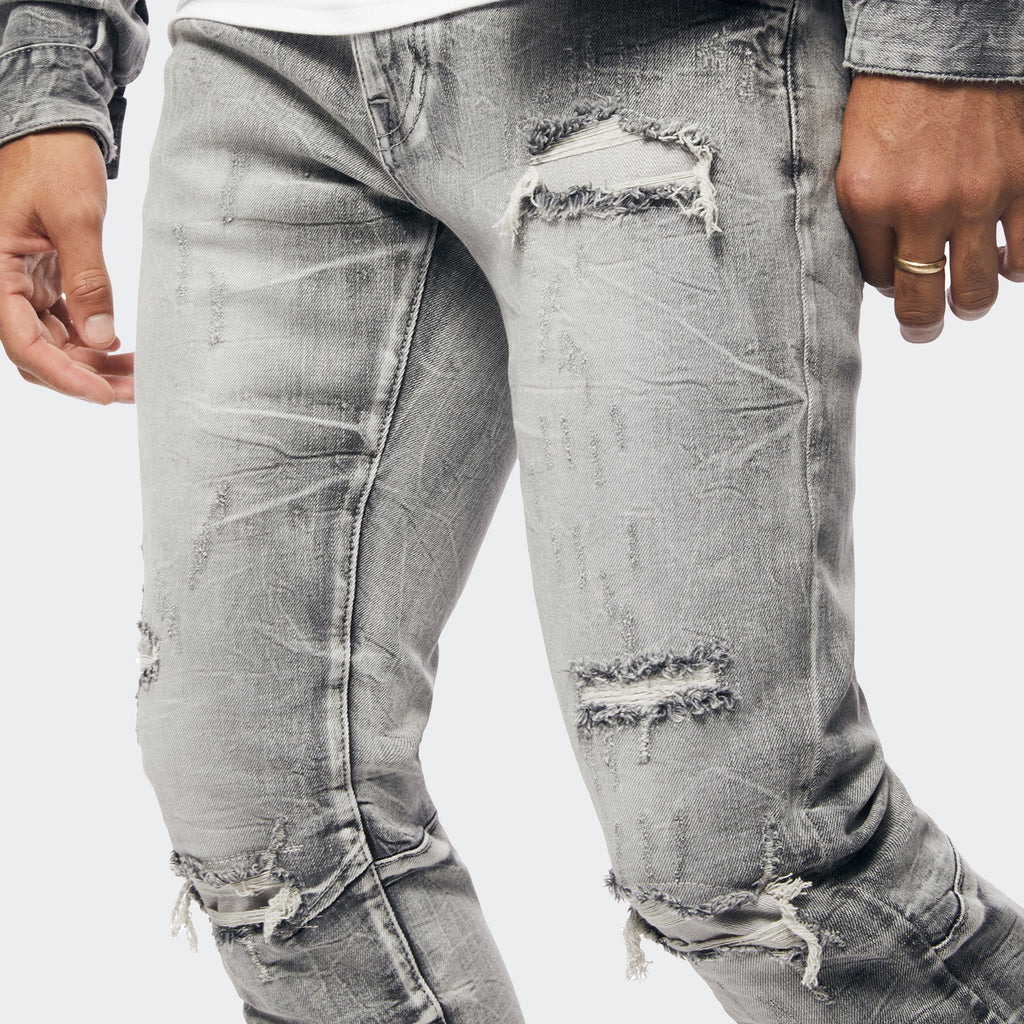 Men's Smoke Rise Wave Effect Slim Jeans Union Grey