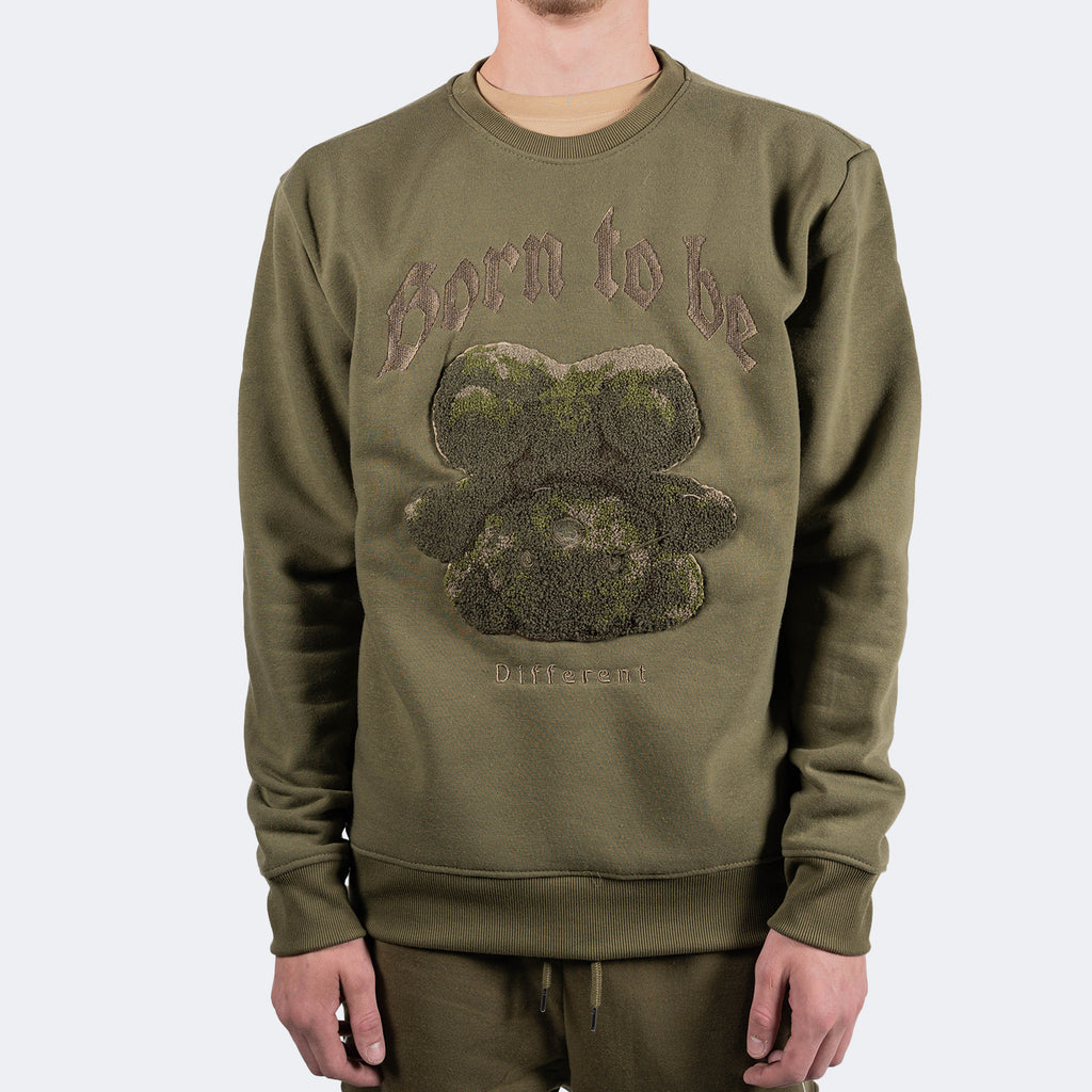 Men's TWO MILL TWENTY Be Different Teddy Bear Sweatshirt Olive