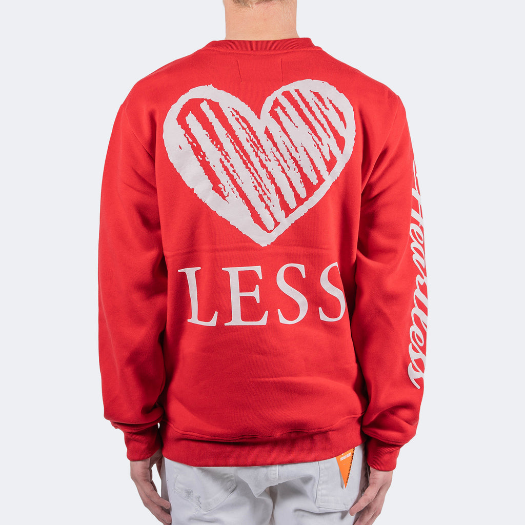 Men's TWO MILL TWENTY Heartless Graphic Script Crewneck Sweatshirt Red