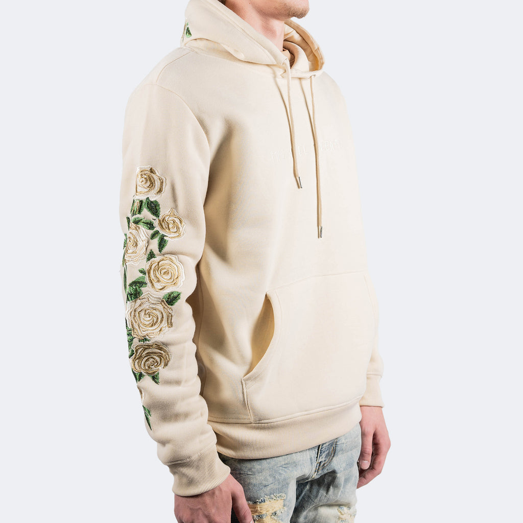 Men's TWO MILL TWENTY Champagne Roses Fleece Hoodie Off White