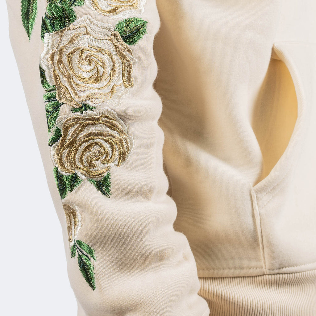 Men's TWO MILL TWENTY Champagne Roses Fleece Hoodie Off White