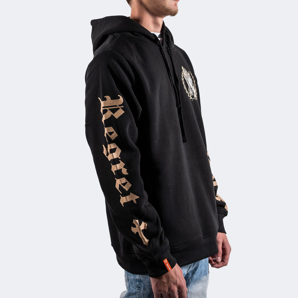 Men's TWO MILL TWENTY Gold Praying Hands & Crosses Hoodie Black