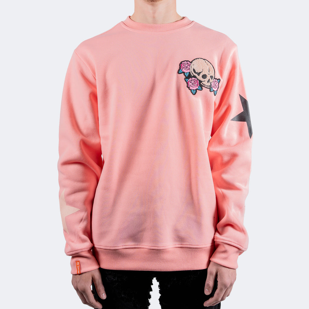 Men's TWO MILL TWENTY Skeleton Rose Peace Sweatshirt Pink