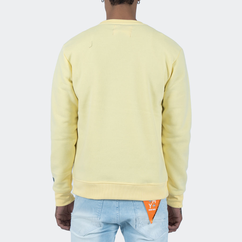 Men's TWO MILL TWENTY Android Teddy Bear Crewneck Sweatshirt Lemon Yellow