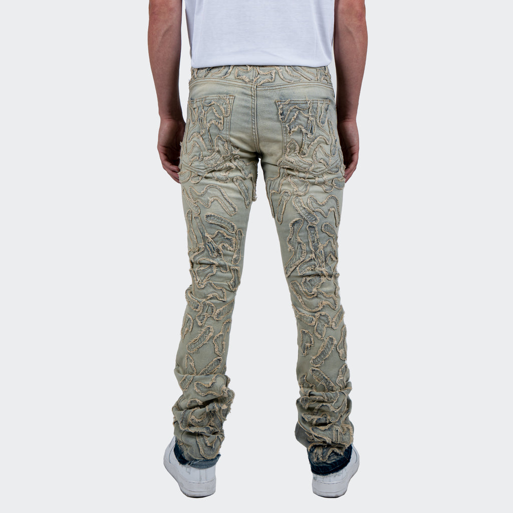 Men's TWO MILL TWENTY "Laramie" Textured Overlay Denim Jeans Vintage