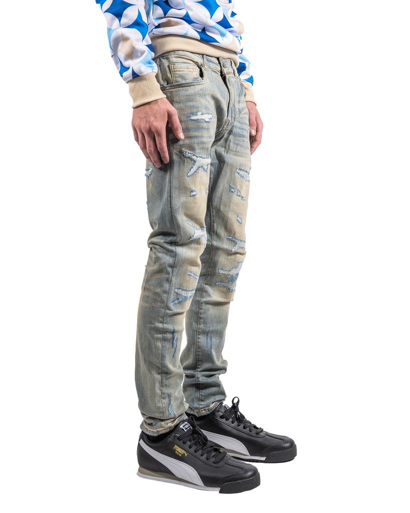 Men's TWO MILL TWENTY Distressed Skinny Jeans Light Vintage Blue