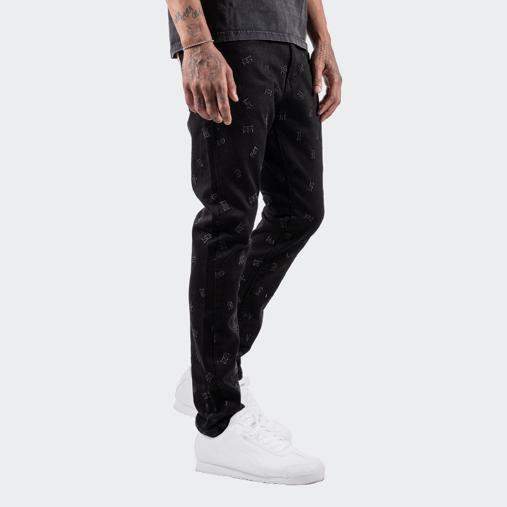 Men's TWO MILL TWENTY Monogram Skinny Jeans Jet Black