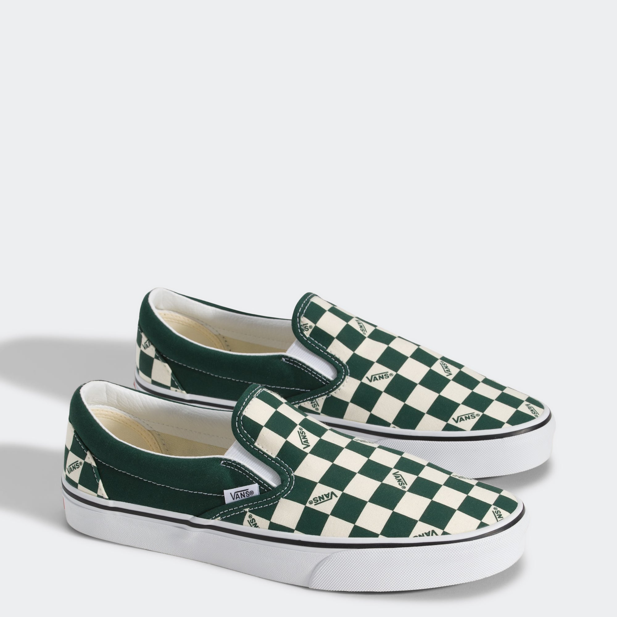 Men's Vans Classic Slip-On Checkerboard Shoes Emerald Green