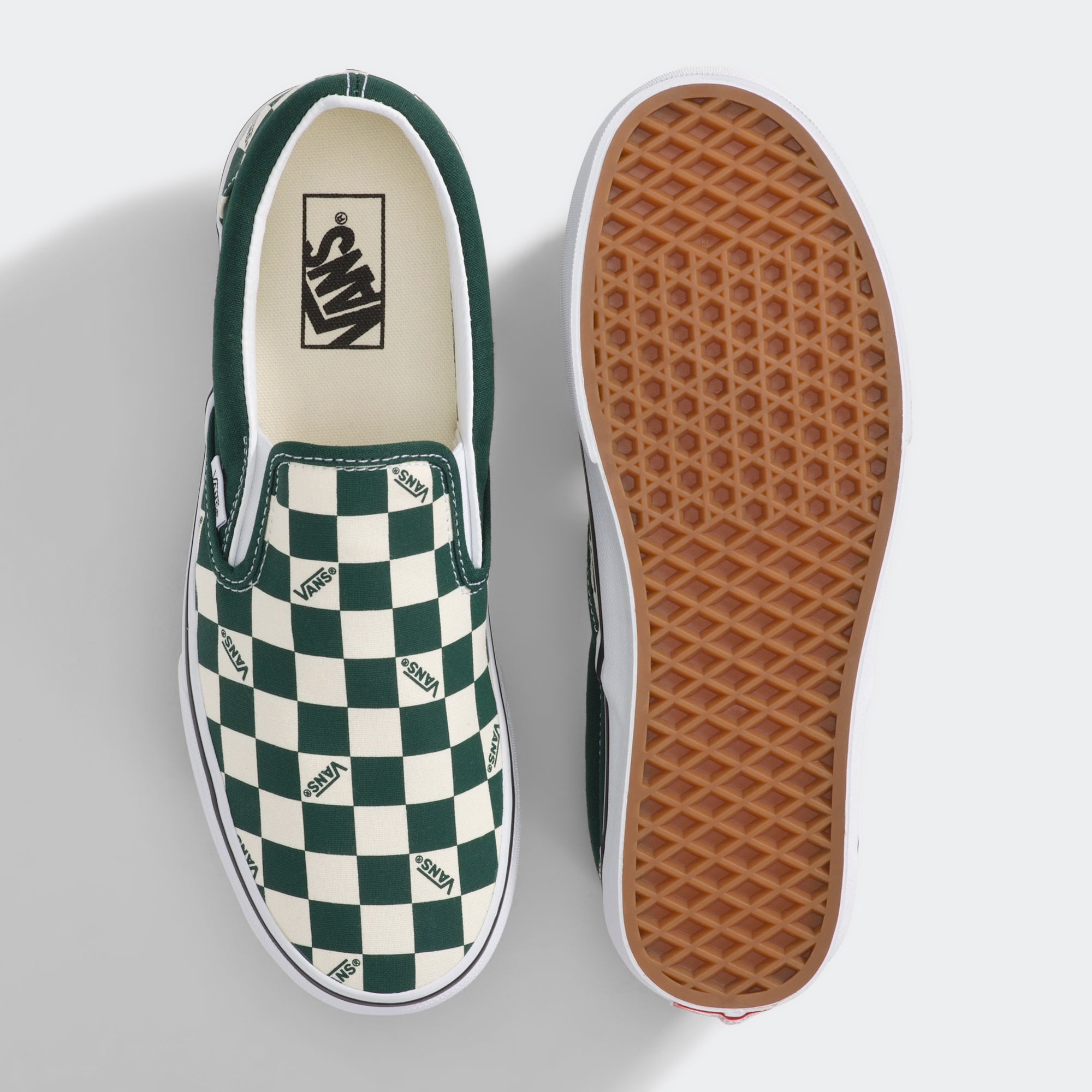 Men's Vans Classic Slip-On Checkerboard Shoes Emerald Green