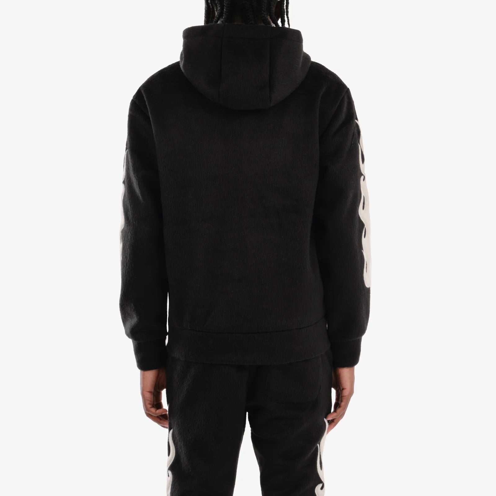 Men's Copper Rivet Saints Mohair Hoodie Pearl Details Black