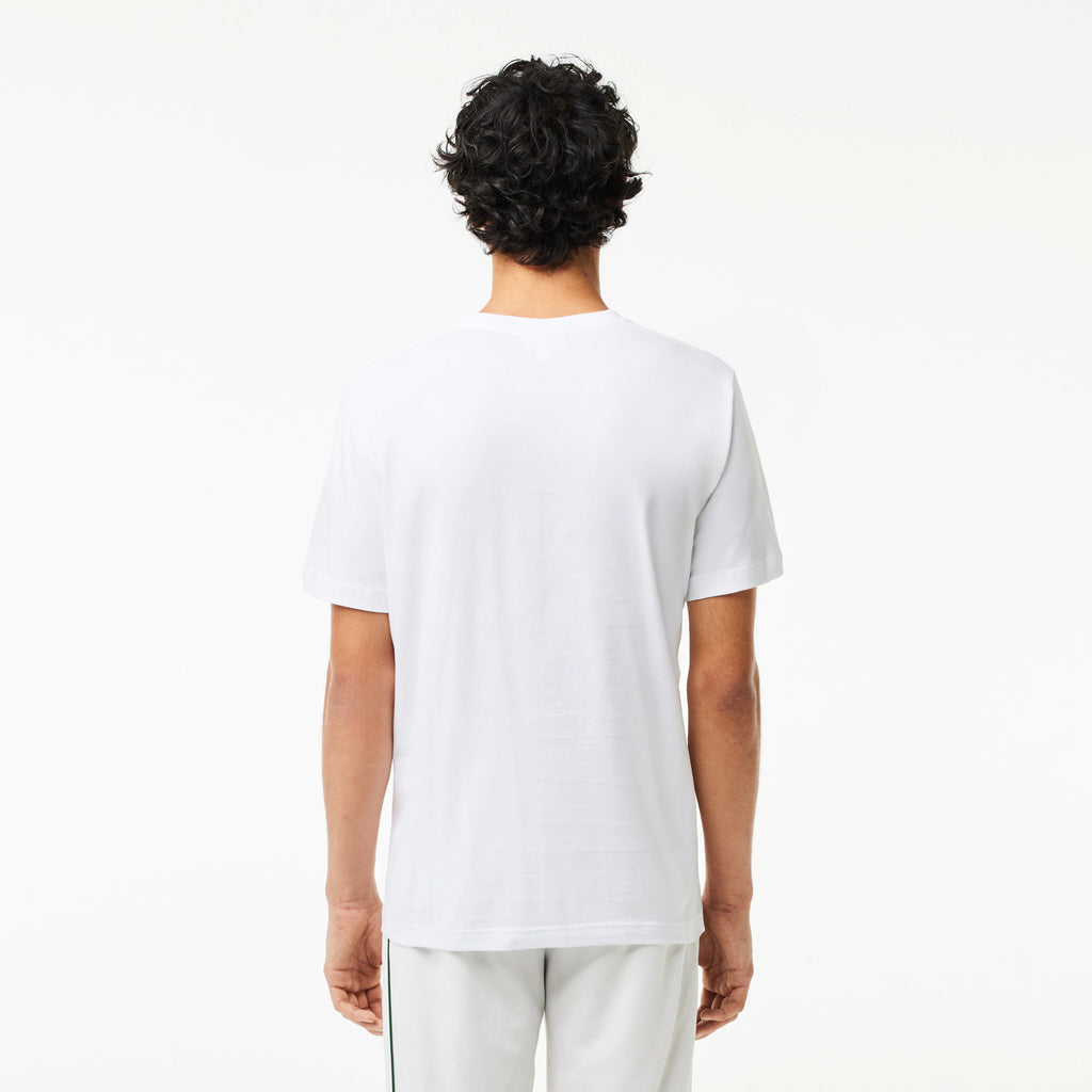Men's Lacoste Cotton Jersey Signature Print T-Shirt White