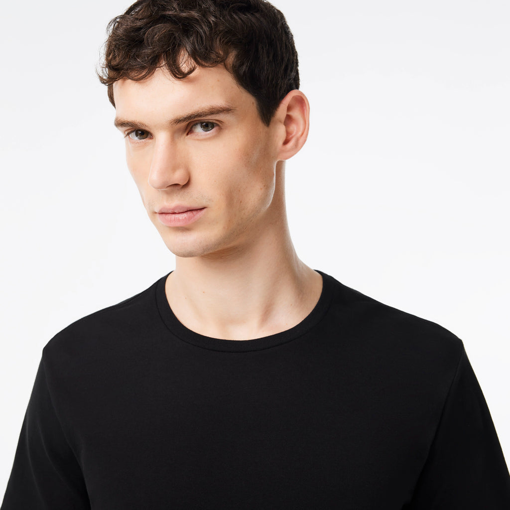 Men's Lacoste Crew Neck Cotton T-Shirt Black 3-Pack