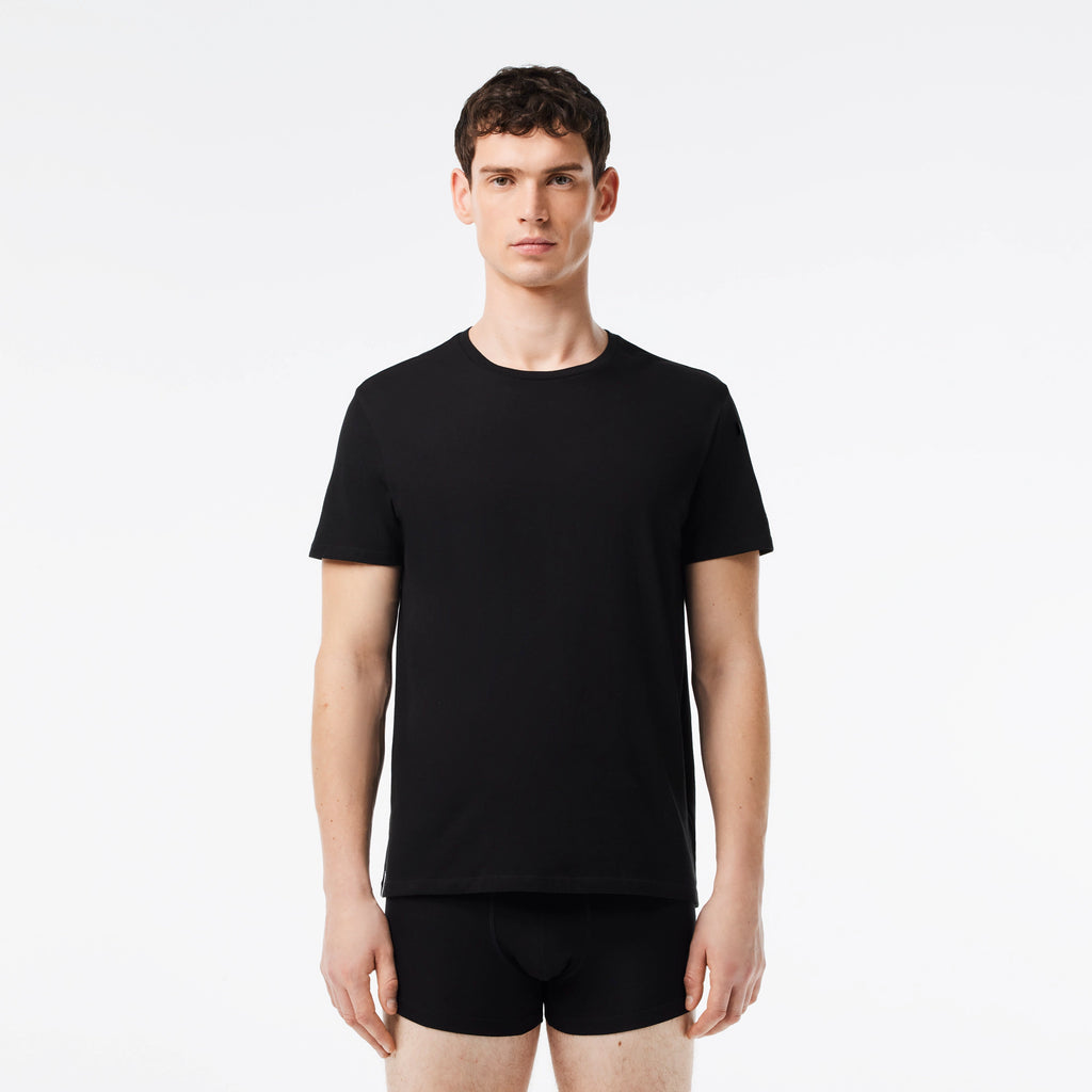 Men's Lacoste Crew Neck Cotton T-Shirt Black 3-Pack