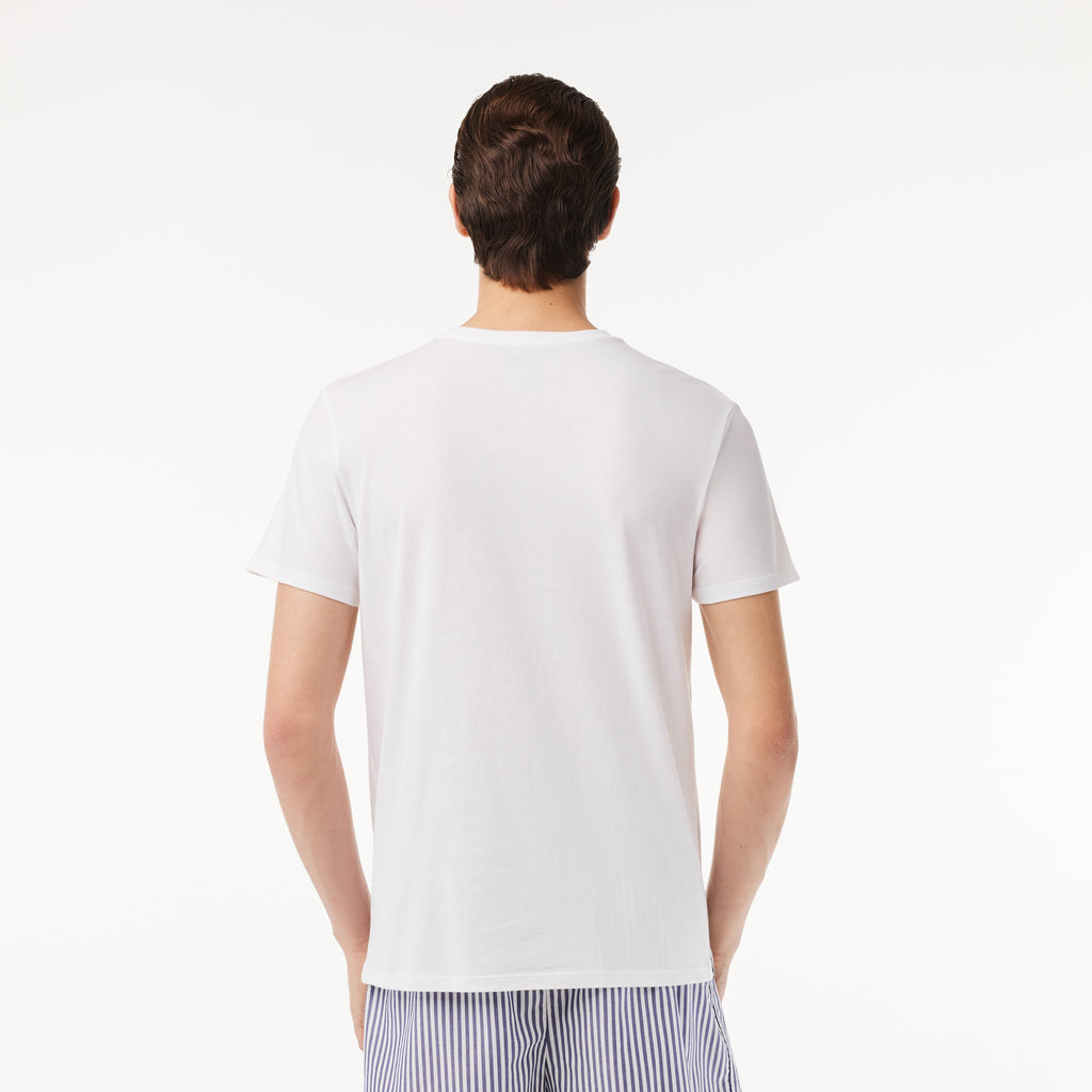 Men's Lacoste Crew Neck Cotton T-Shirt White 3-Pack