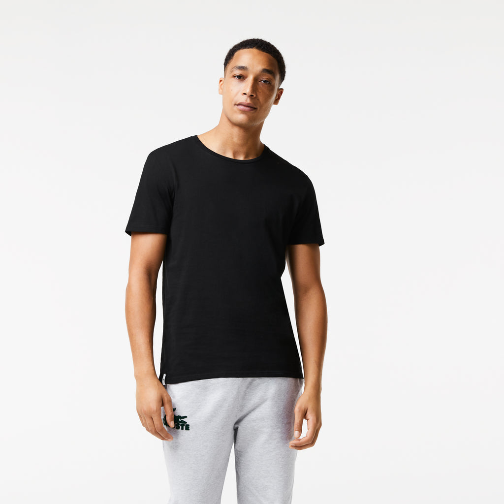Men's Lacoste Crew Neck Cotton T-Shirt White Grey Black 3-Pack