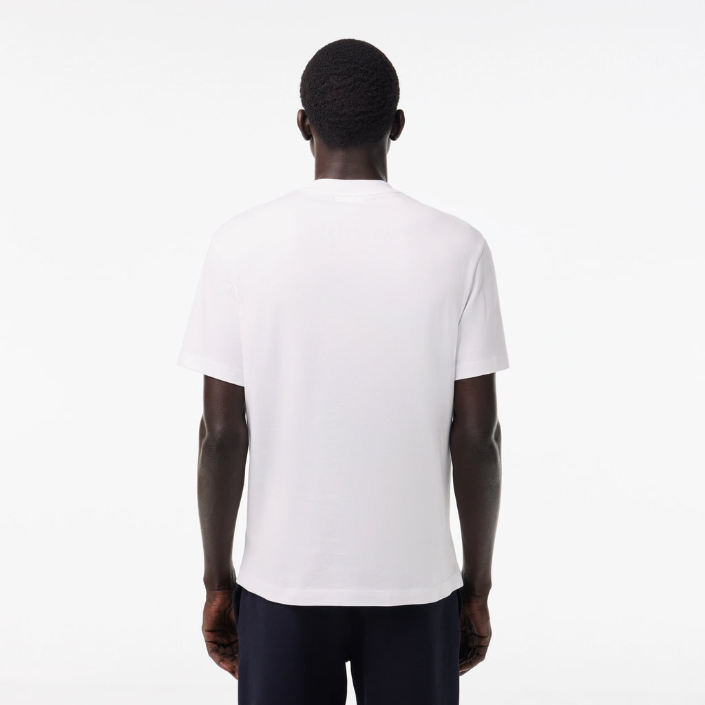 Men's Lacoste Heavy Cotton Tennis Ball Print T-Shirt White