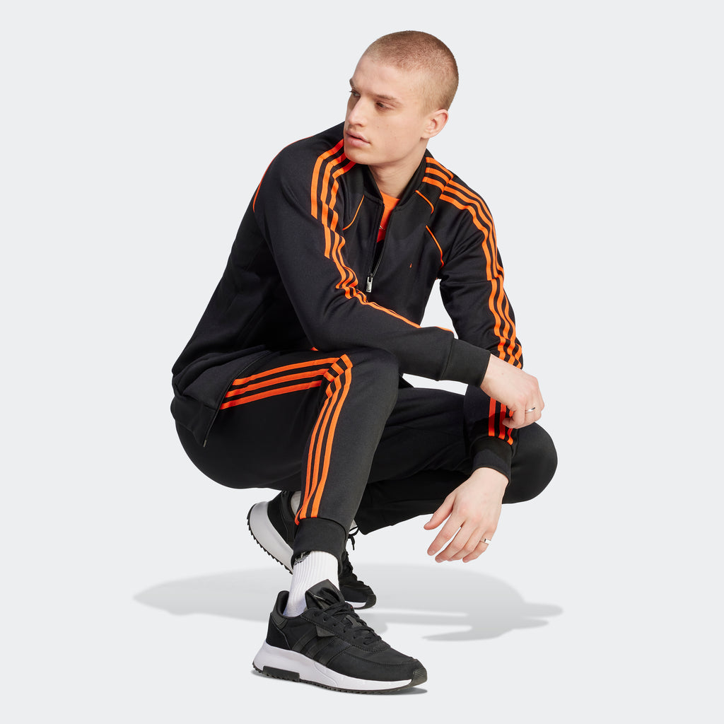 Men's adidas Originals Adicolor Classics SST Track Pants Black Orange