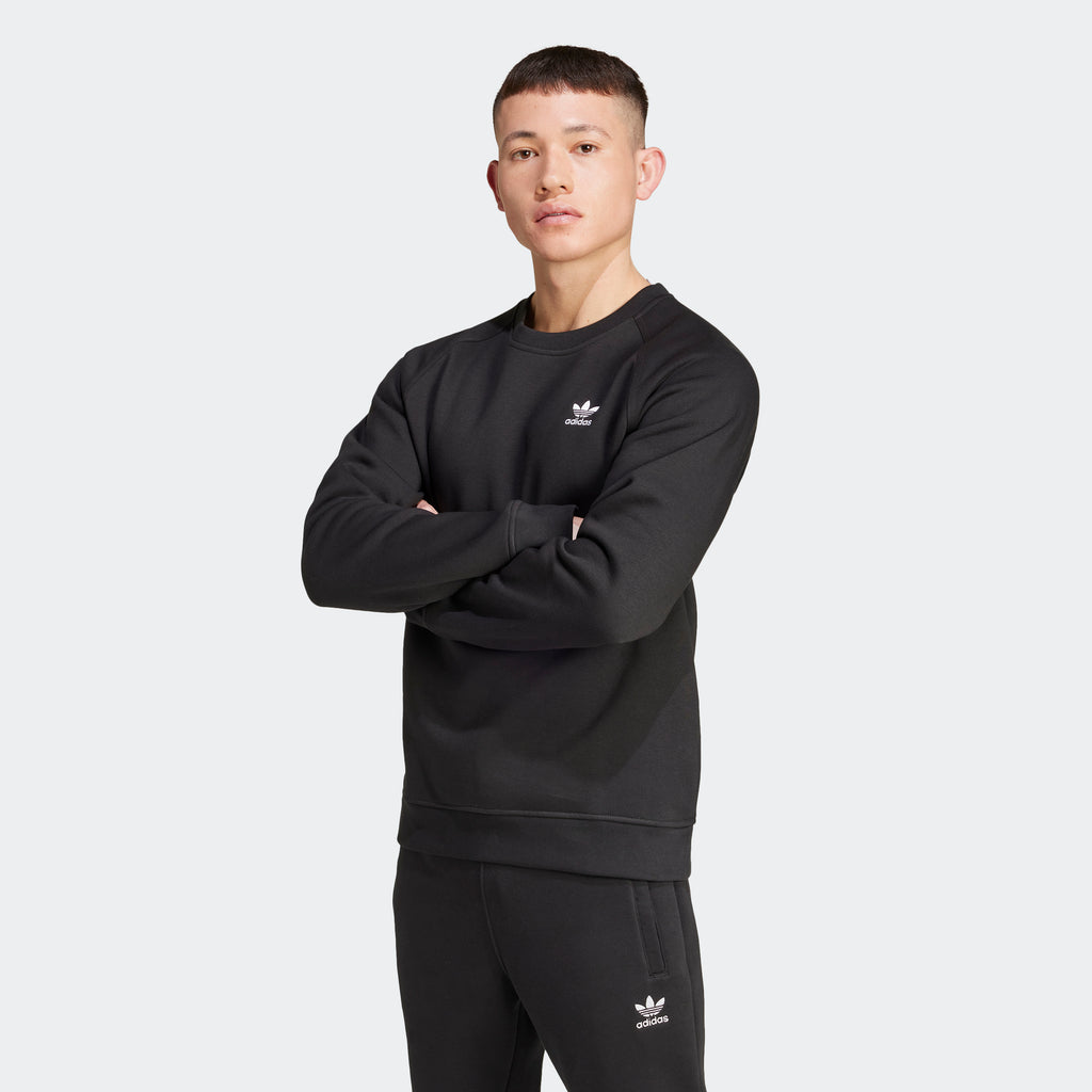 Men's adidas Originals Trefoil Essentials Crew Sweatshirt Black