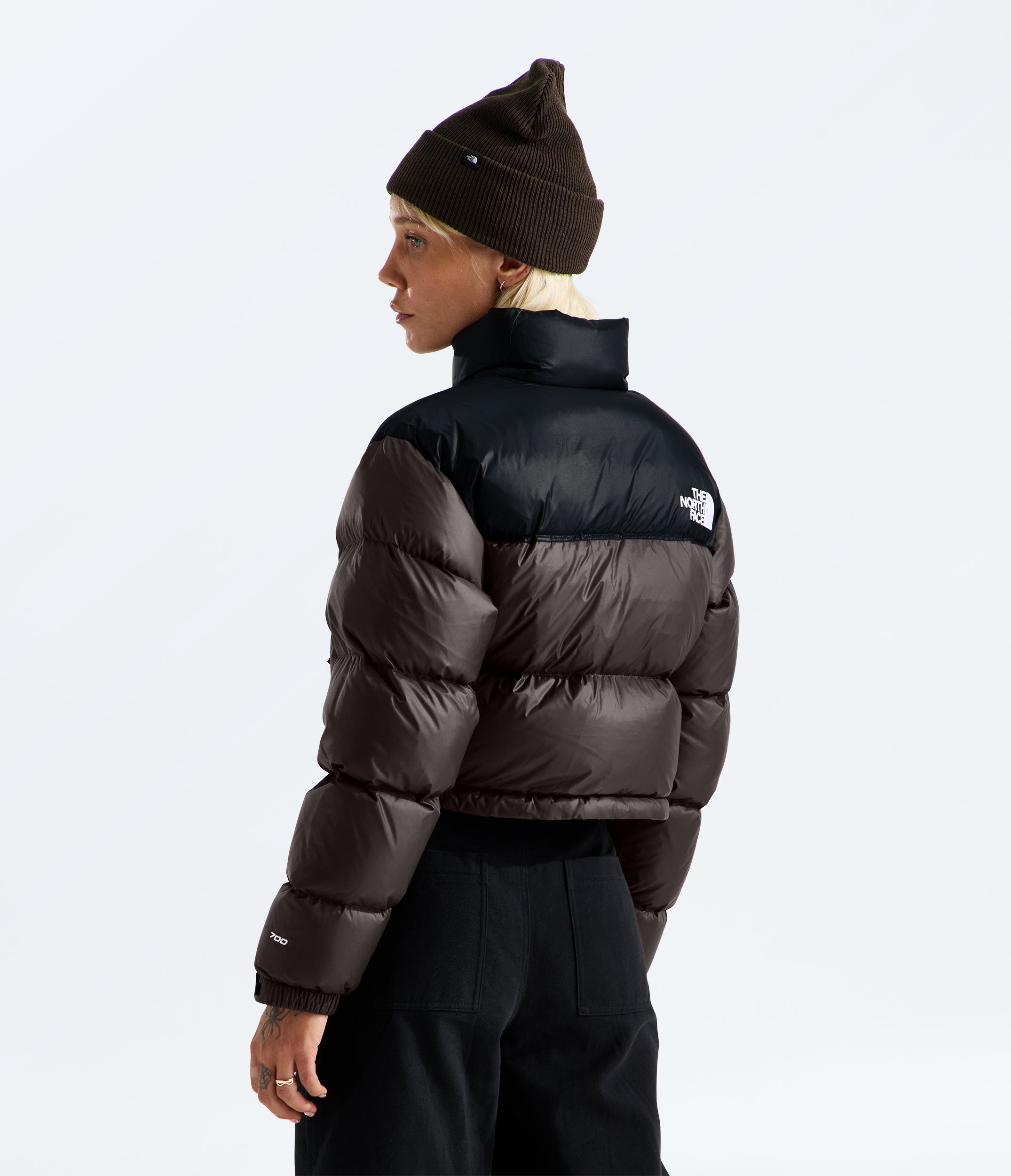 Women's The North Face Nuptse Short Jacket Dark Chestnut/Black