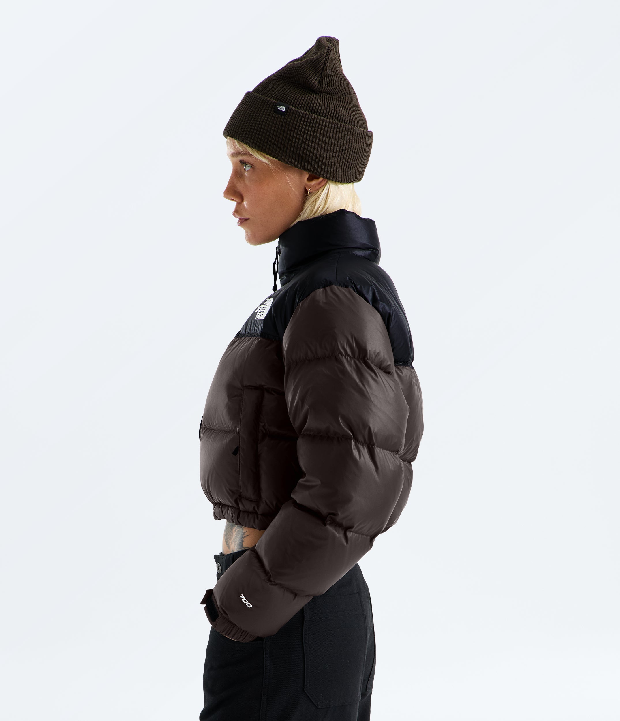 Women's The North Face Nuptse Short Jacket Dark Chestnut/Black