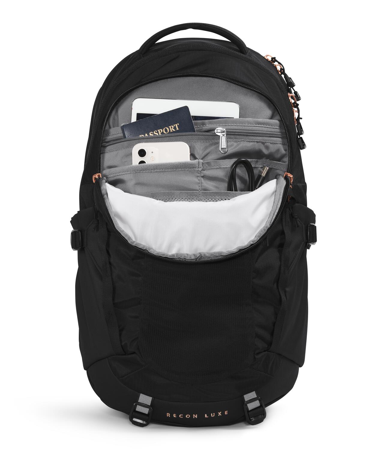 Women's The North Face Recon Luxe Backpack TNF Black / Burnt Coral