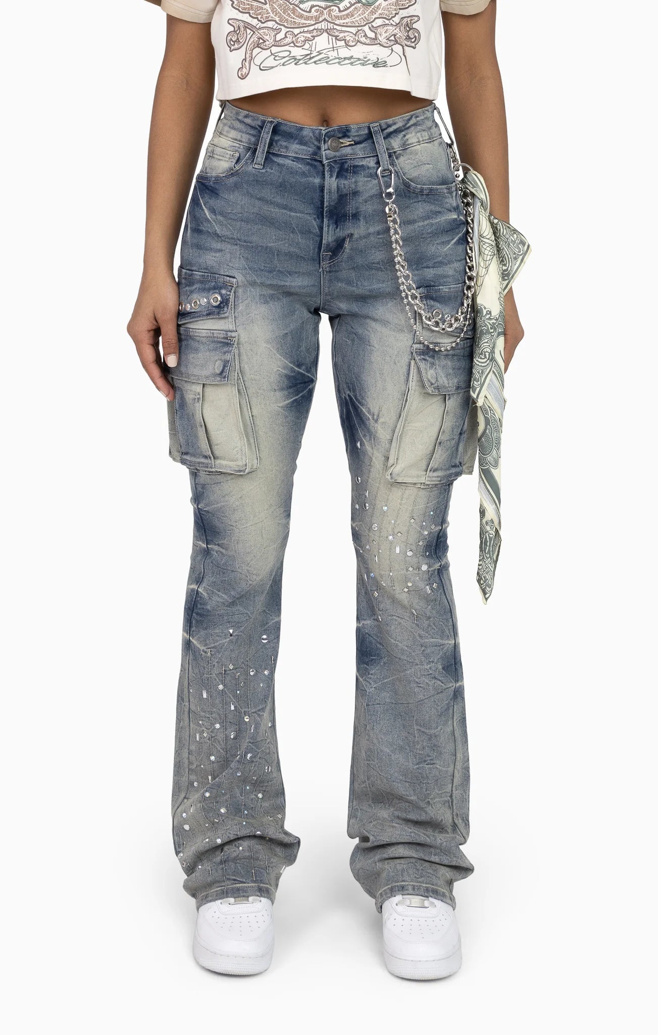 Women's Smoke Rise Chain Scarf Utility Pants Hazel Blue