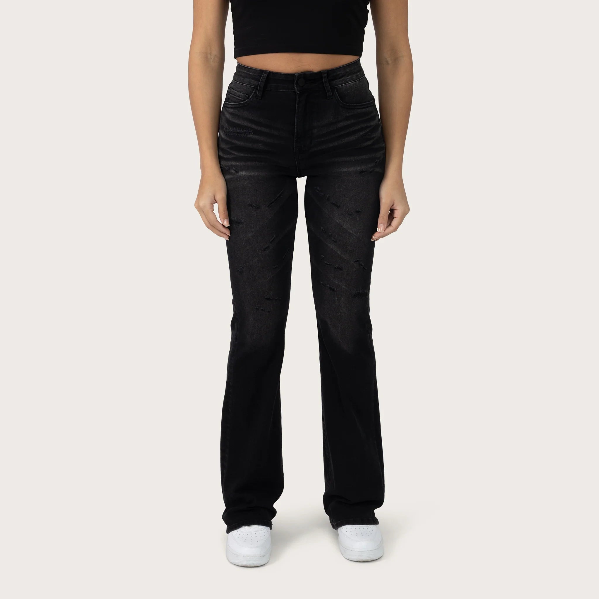 Women's Smoke Rise Red High Rise Bootcut Washed Jeans Hurley Black