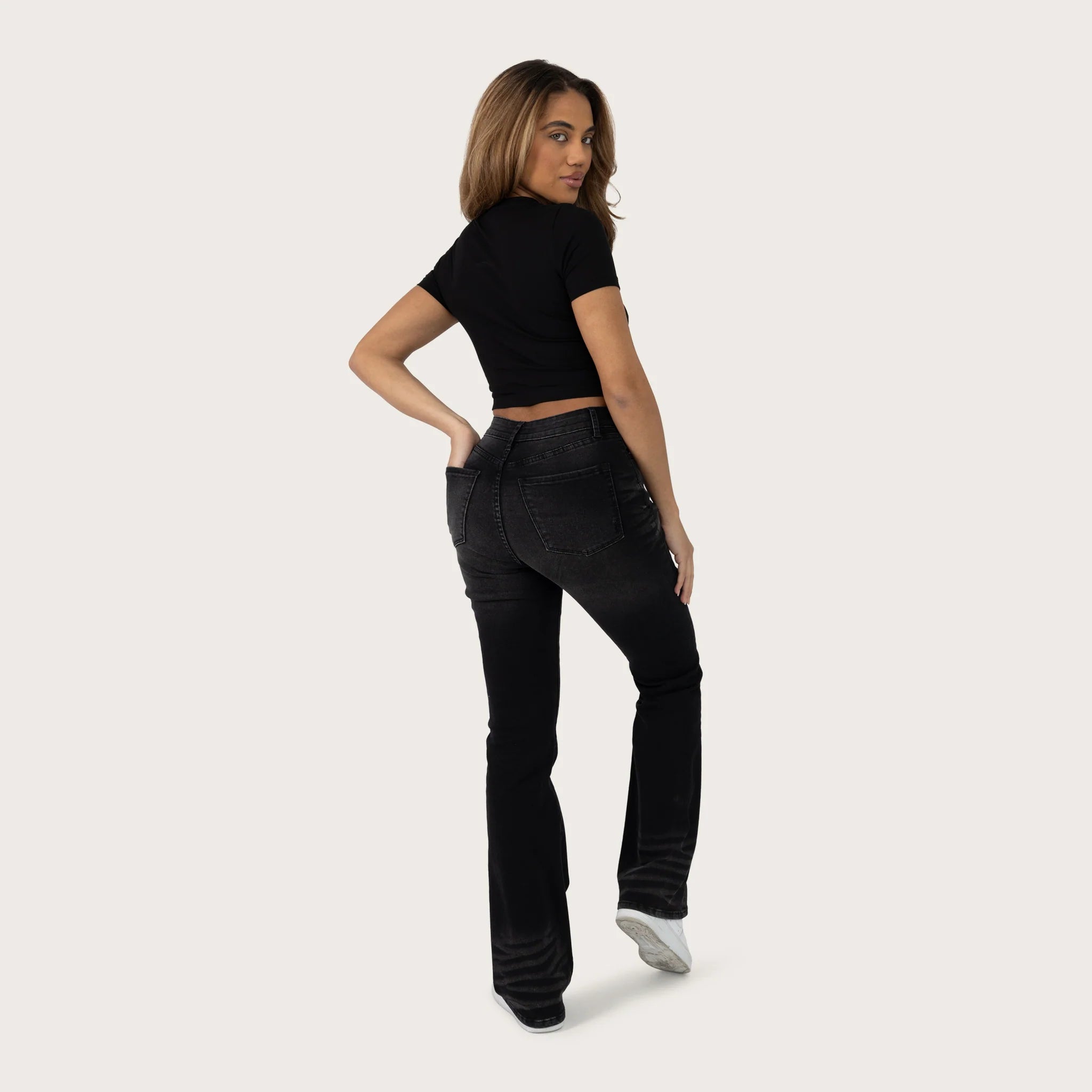 Women's Smoke Rise Red High Rise Bootcut Washed Jeans Hurley Black