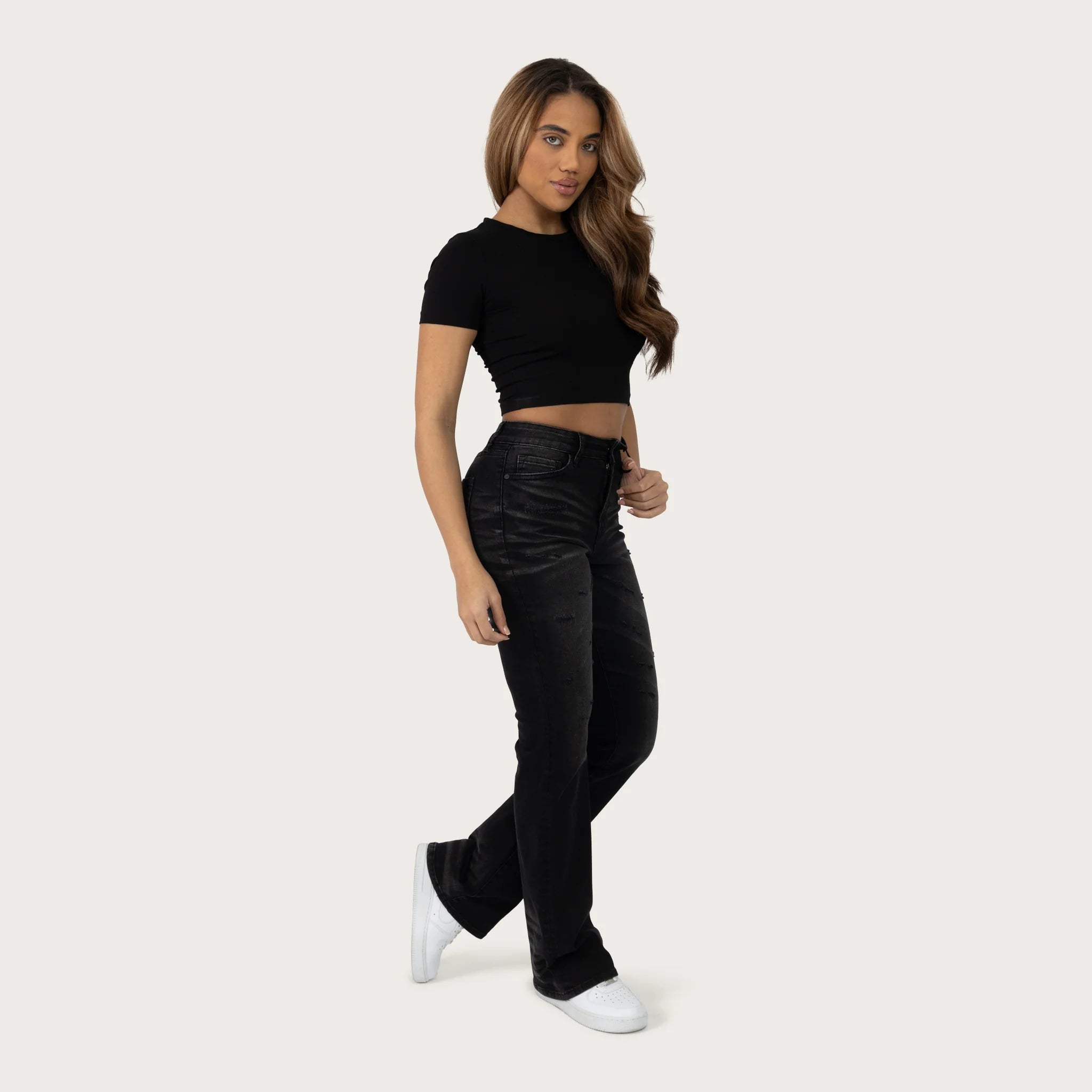 Women's Smoke Rise Red High Rise Bootcut Washed Jeans Hurley Black