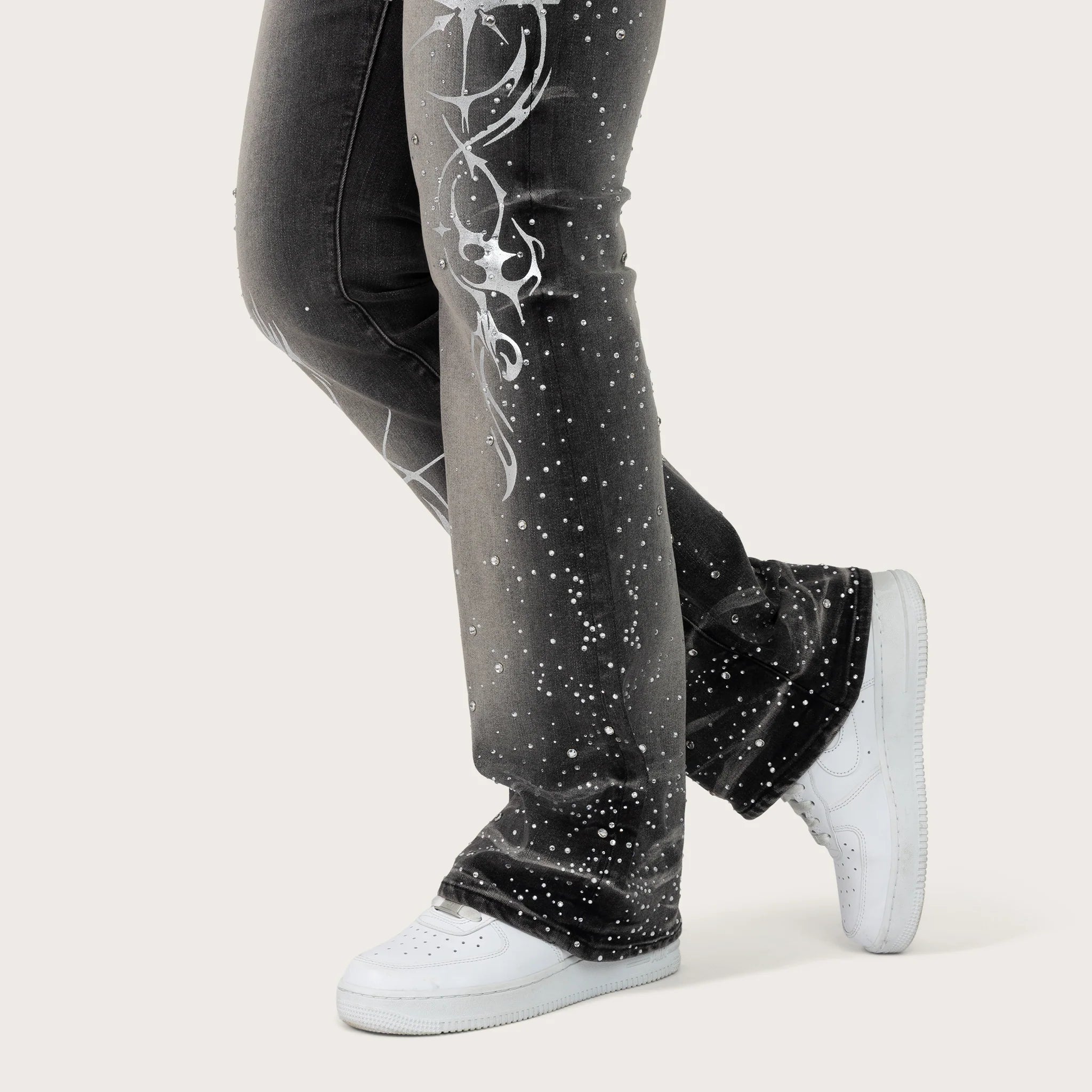 Women's Smoke Rise Red High Rise Bootcut Rhinestone Jeans Orca Black