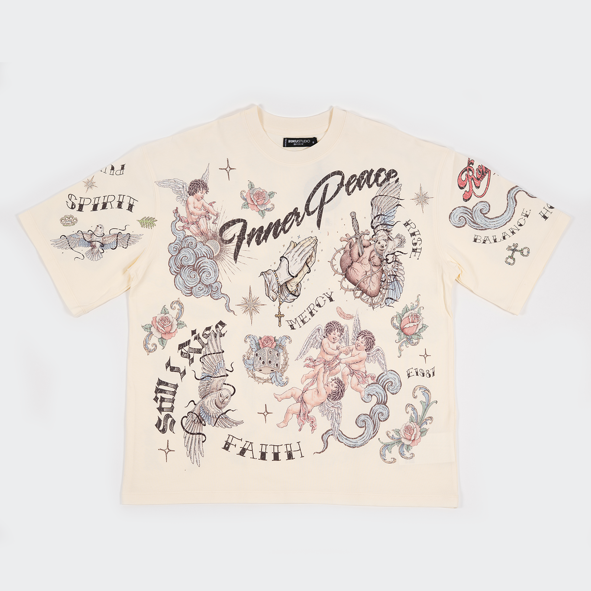 Men's Roku Studio Faith Faded Relaxed Fit T-Shirt Eggshell