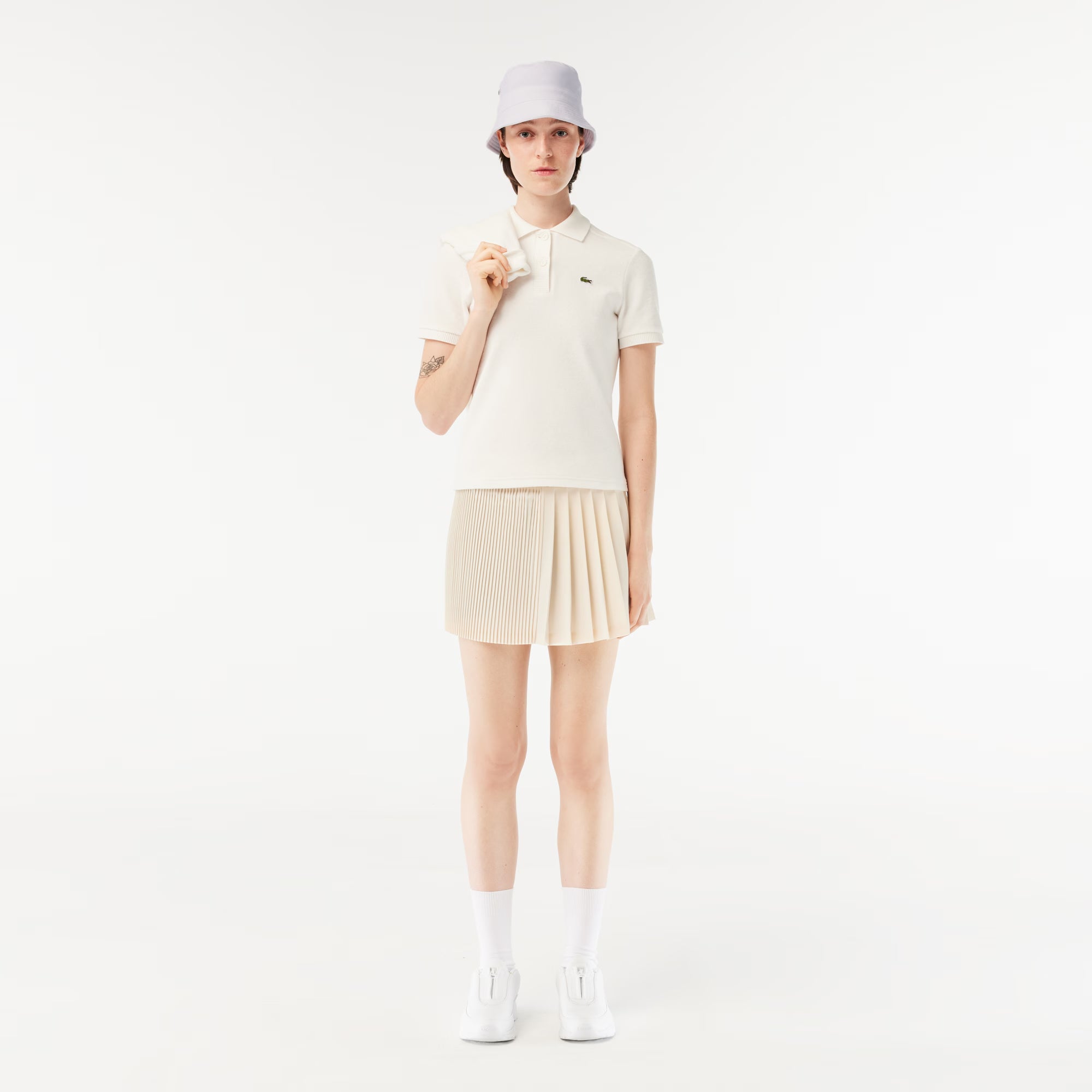 Unisex Lacoste Piqué Bucket Hat White