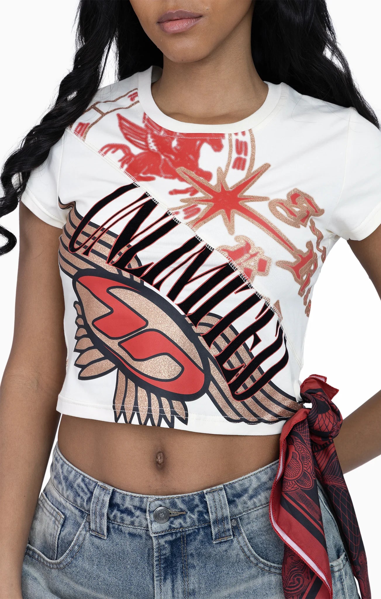 Women's Smoke Rise Glitter Printed Bandana Tee Turtle Dove