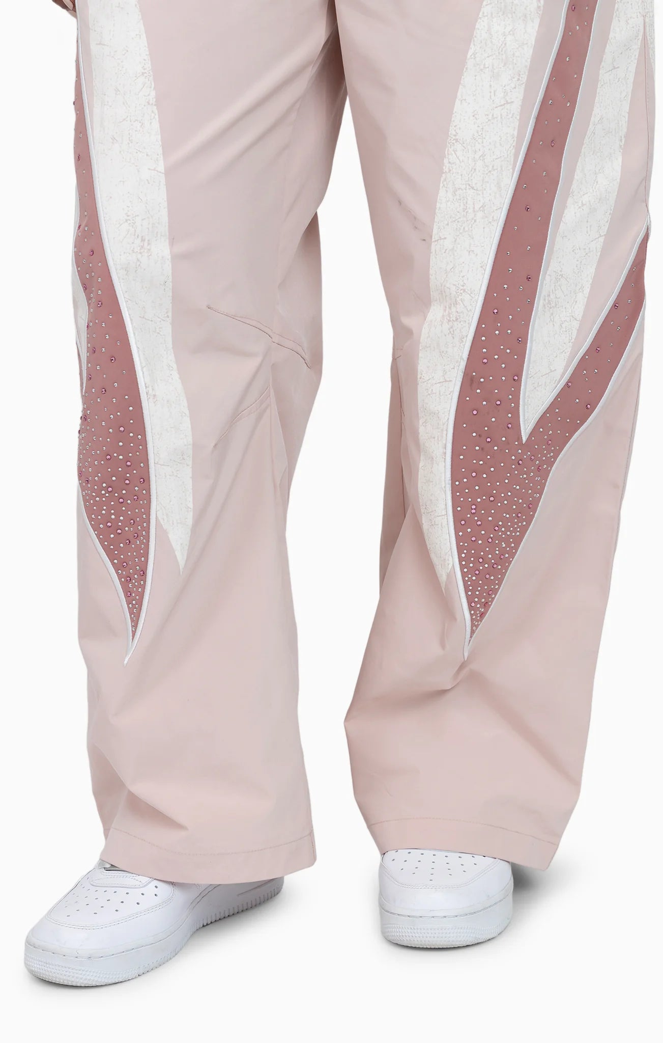Women's Smoke Rise Red Rhinestone Panel Windbreaker Pants Blush Powder