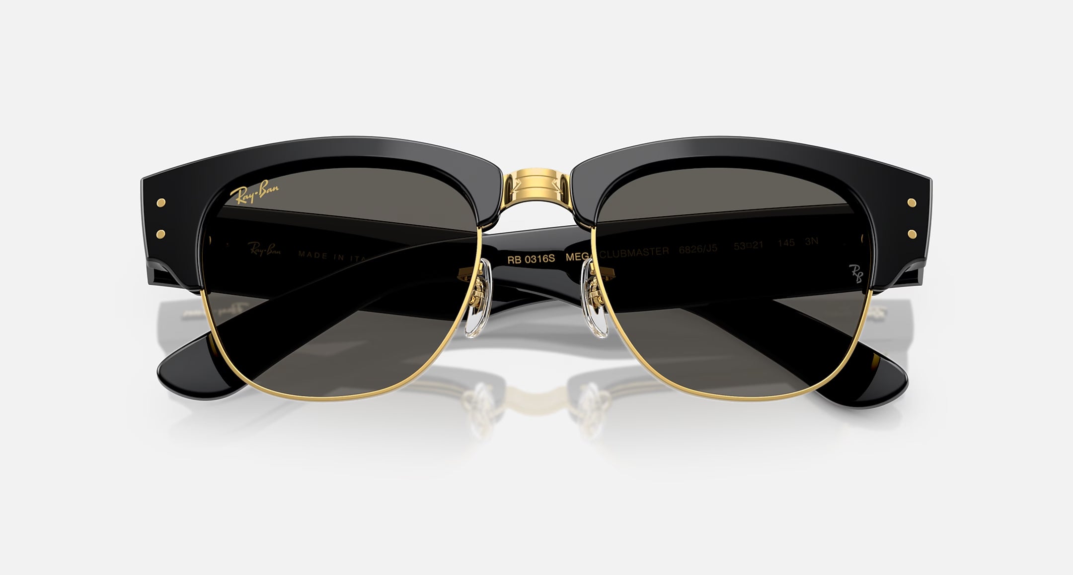 Ray-Ban Mega Clubmaster Blacked Out Sunglasses Polished Black On Gold