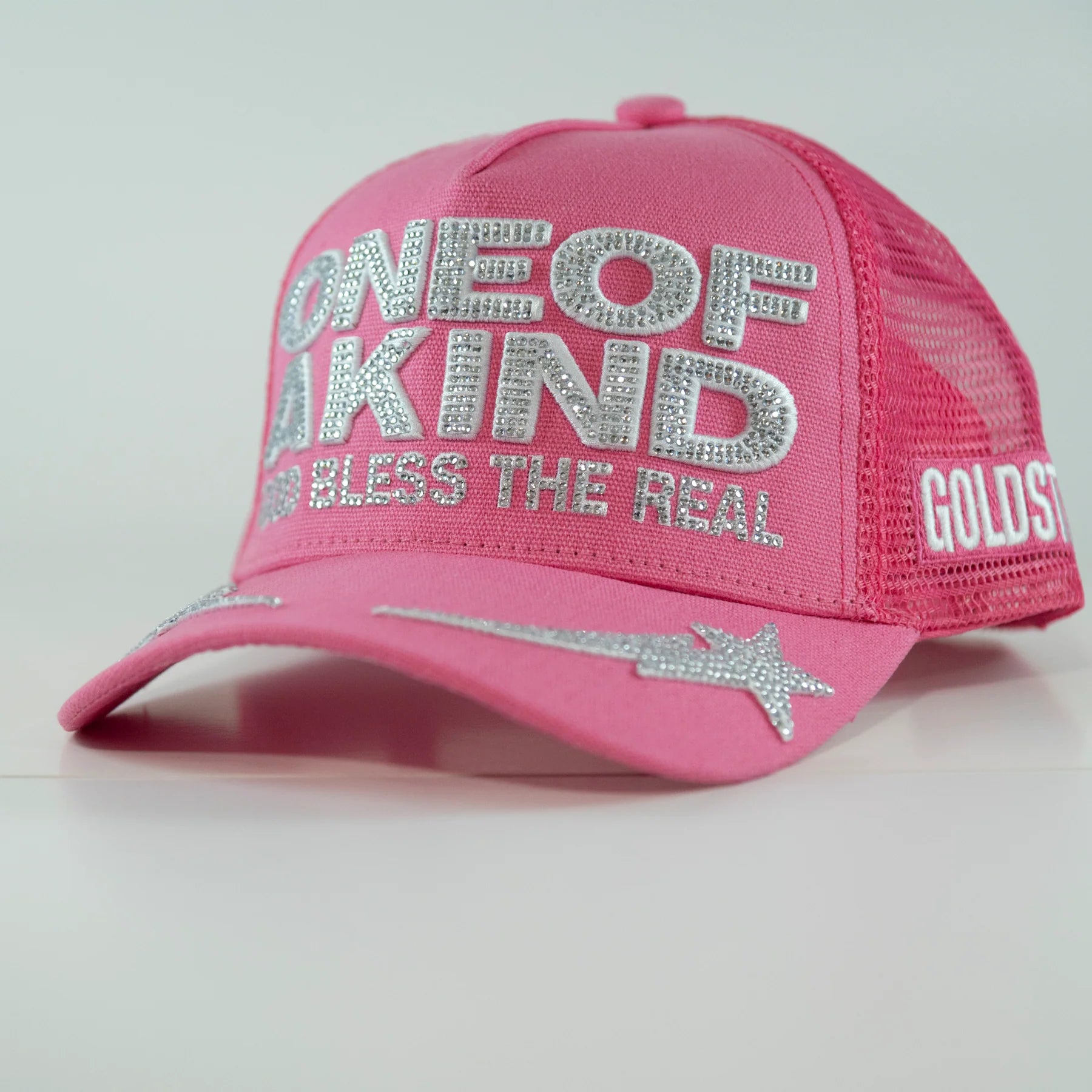 Unisex Gold Star One Of A Kind Trucker Hat Pink Ice