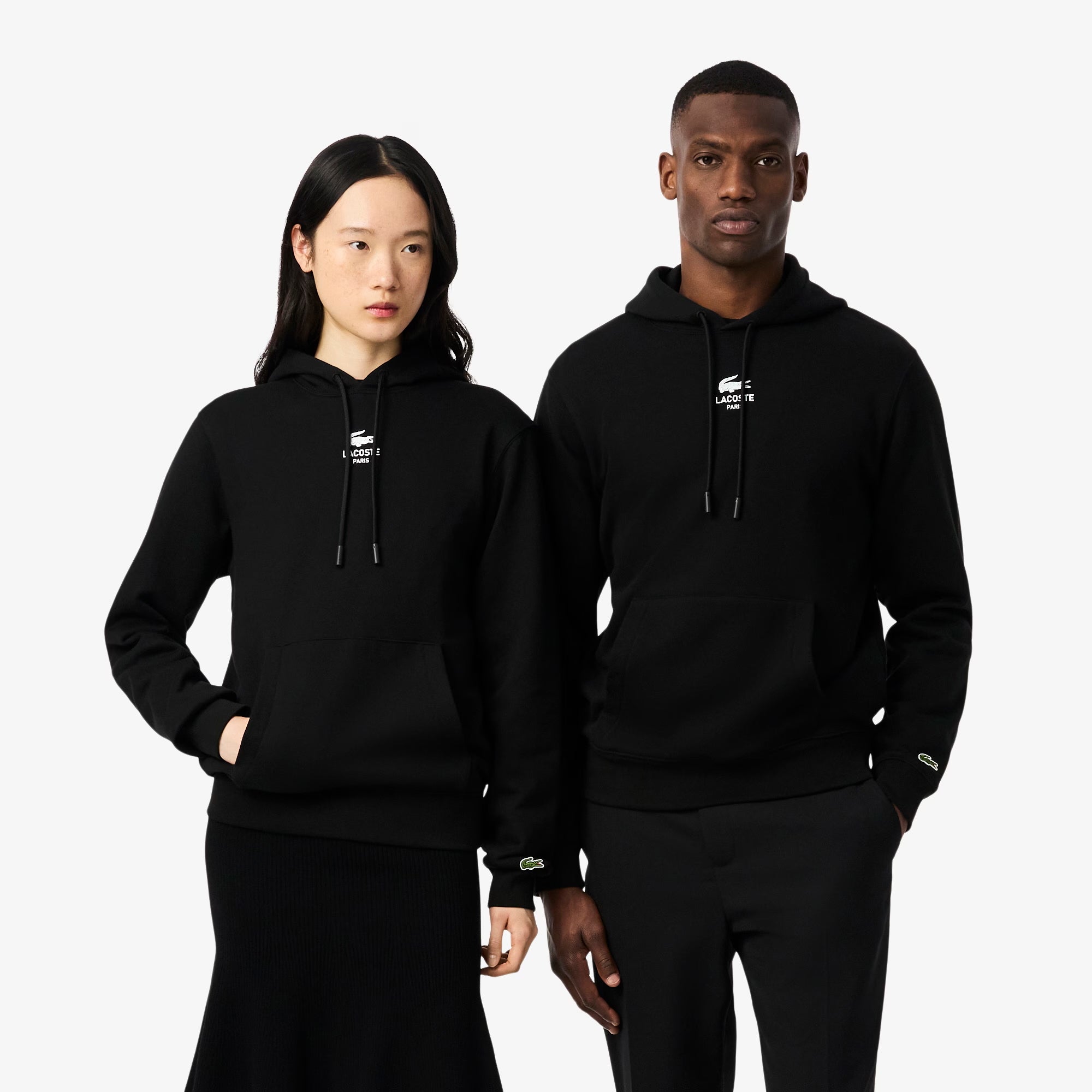 Unisex Lacoste Signature Print Hoodie Black | Chicago City Sports