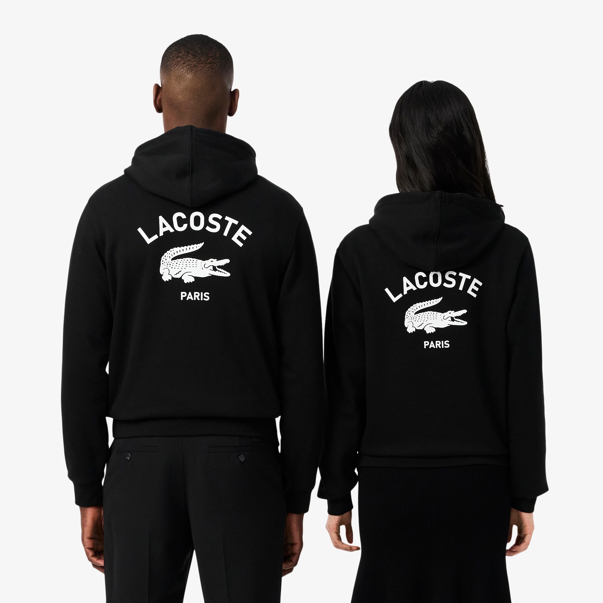 Unisex Lacoste Signature Print Hoodie Black | Chicago City Sports