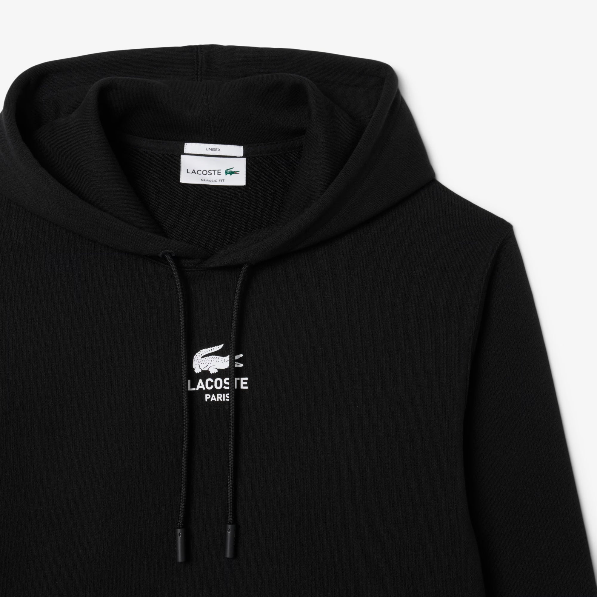 Unisex Lacoste Signature Print Hoodie Black | Chicago City Sports