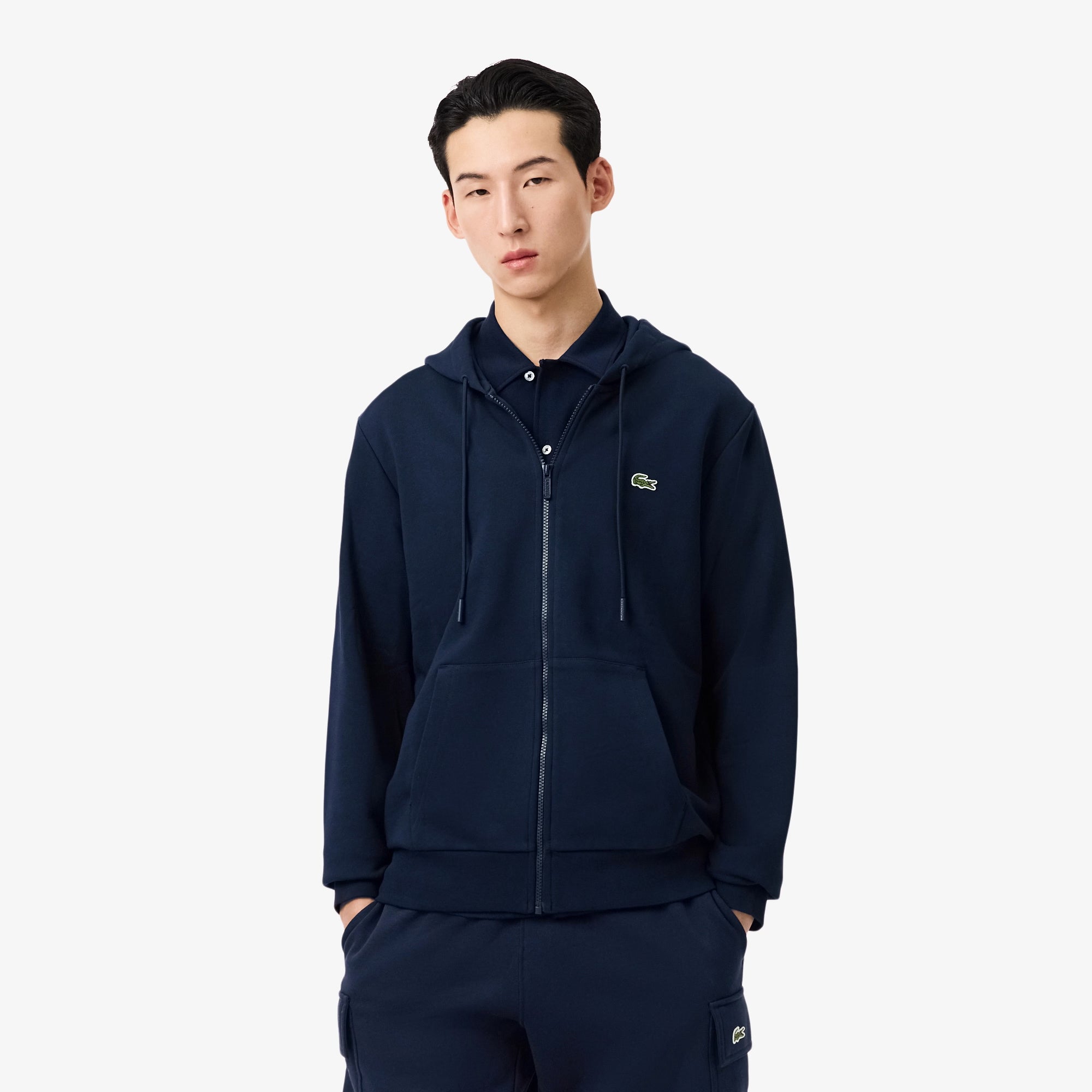 LACOSTE ネイビー ジップアップジャケット M Lacoste Classic Fit Zip-Up Sweatshirt Navy Blue | Chicago City Sports