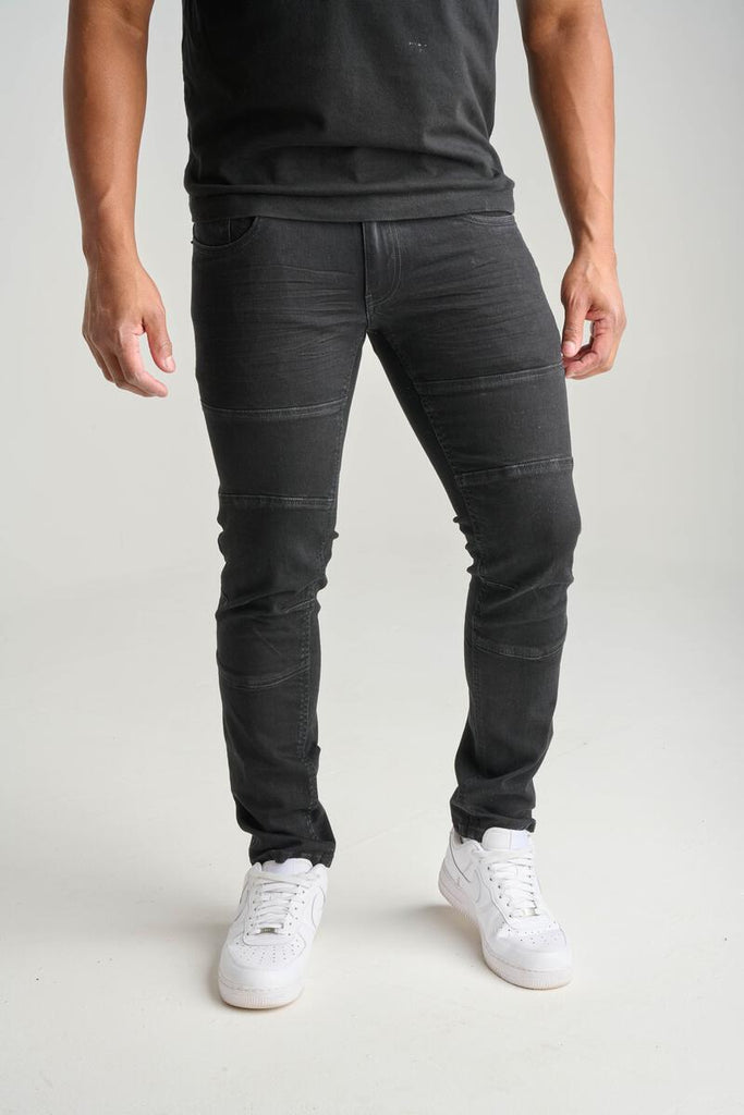 Men's Spark Paneled Cut & Sew Jeans Black
