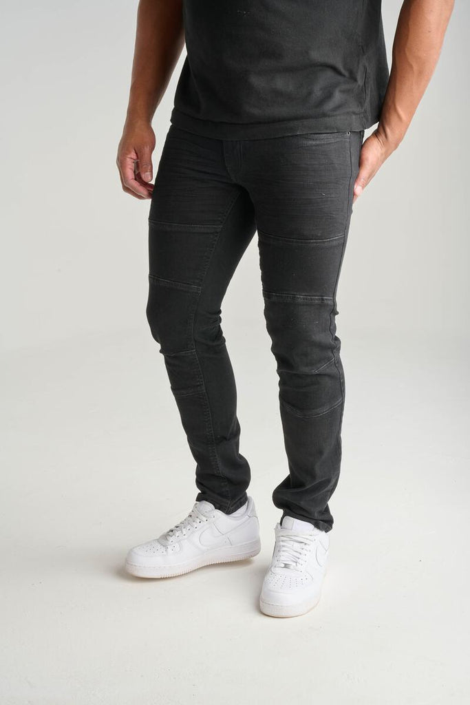 Men's Spark Paneled Cut & Sew Jeans Black