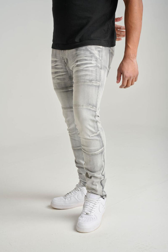 Men's Spark Paneled Cut & Sew Jeans Grey